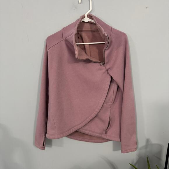 Athleta Cozy Karma Asym Pullover Sweatshirt w/ Zipper Upper Size XS Mauve - Picture 5 of 11